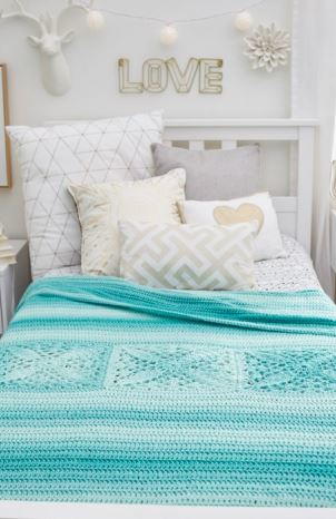 Sky Blue Crochet Bed Throw Sky Blue Crochet Bed Throw