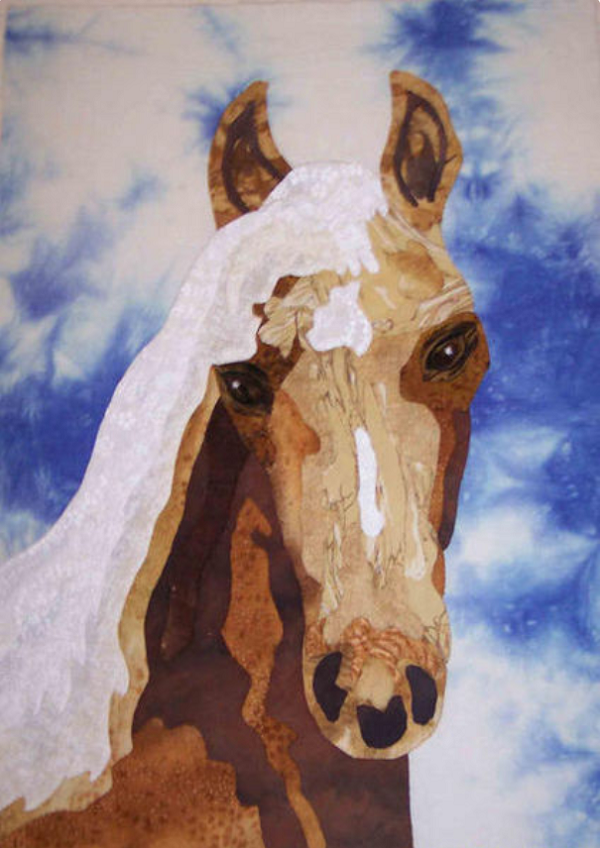 Fabric Portrait of a Horse Quilt Block Fabric Portrait of a Horse Quilt Block