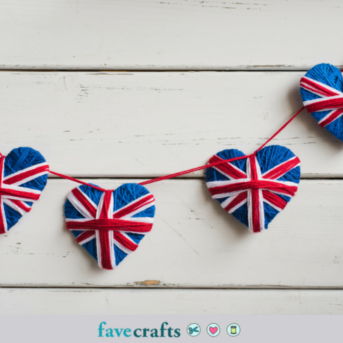 Union Jack Yarn Heart Garland