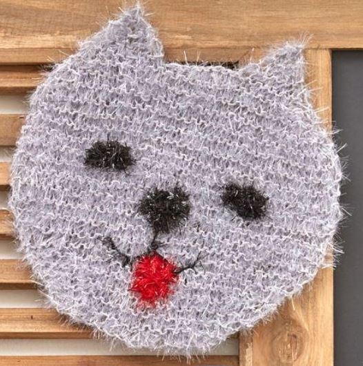 Knitted Cat Face Scrubby Knitted Cat Face Scrubby