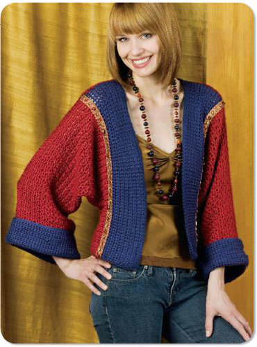 Embellished Kimono Jacket Crochet Pattern from Caron Yarn | FaveCrafts.com
