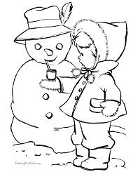 snowman and child coloring page allfreechristmascrafts