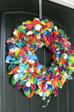 Balloons and Streamers Birthday  Wreath 