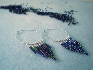 Tapered Seed Bead Dangle Hoops