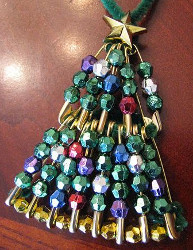 Beaded Safety Pin Mini Christmas Tree | AllFreeKidsCrafts.com