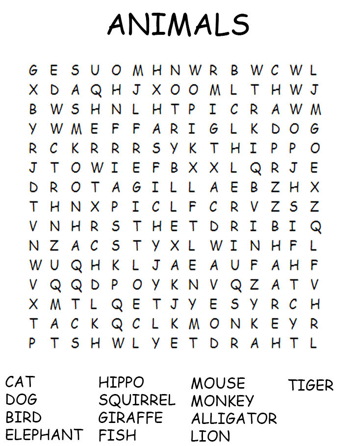 Printable Animals Word Search AllFreeKidsCrafts Printable Animals Word Search AllFreeKidsCrafts