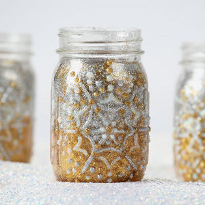 Light Up The Night Glitter Mason Jars | AllFreeChristmasCrafts.com