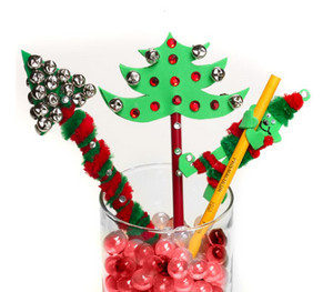Holiday Pencil Toppers | AllFreeKidsCrafts.com