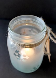 jar mason luminary snowflake frosted crafts candle frozen luminaries candles winter jars diy carpet roll inspired allfreechristmascrafts holiday holders gifts