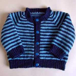 Simple Striped Baby Cardigan | AllFreeKnitting.com