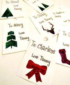 Festive Glitter Gift Tags | AllFreeChristmasCrafts.com