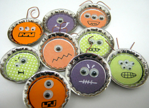 Spooky Bottle Cap Monsters | FaveCrafts.com