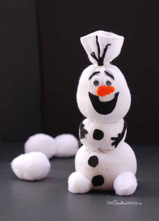 olaf inspired snowman sock craft allfreeholidaycraftscom