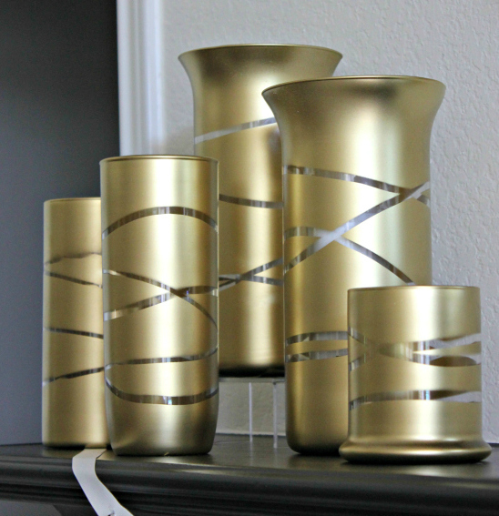 DIY in Gold Striped Vases