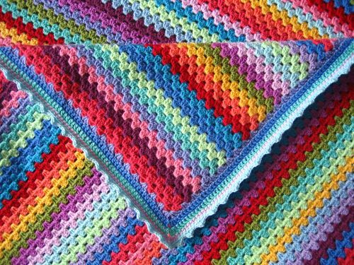 Exquisite Granny Stripe Crochet Blanket | AllFreeCrochetAfghanPatterns.com