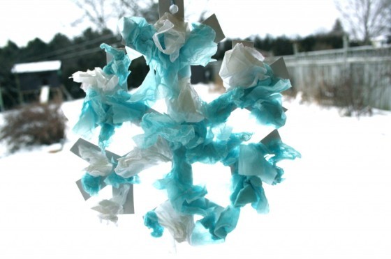 Tissue Paper Snowflake | AllFreeKidsCrafts.com