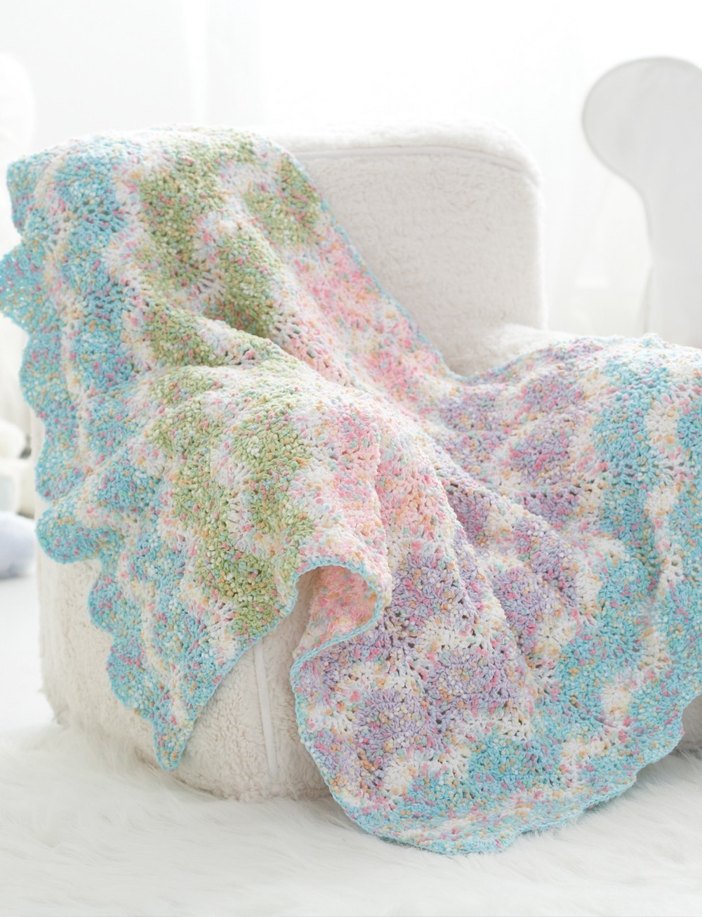 pastel pattern crochet rainbow blanket baby Blanket Bernat Waves  Baby  Autos Post Ripple