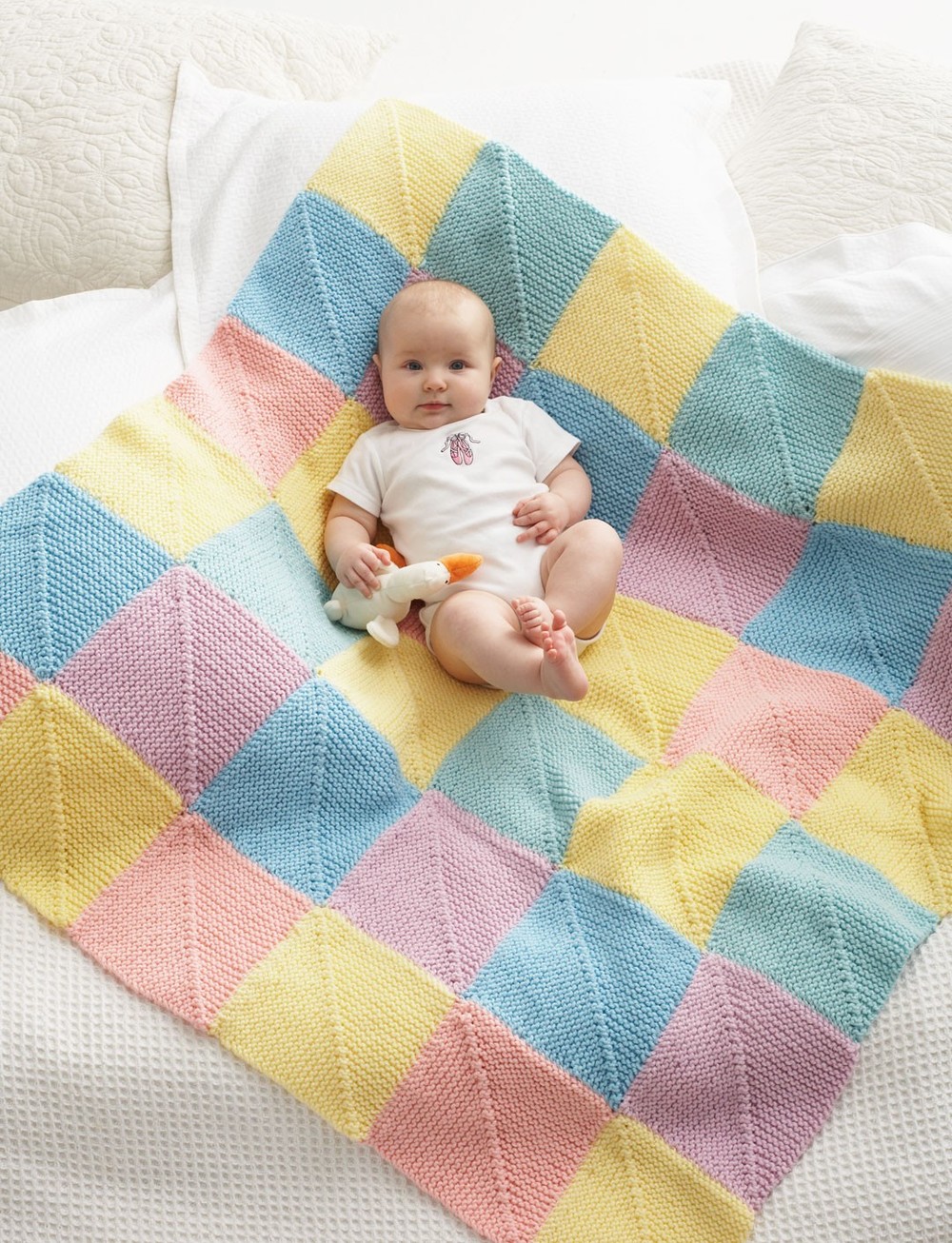 pattern entrelac free baby blanket Baby Giggles Afghan  AllFreeKnitting.com pattern entrelac free baby blanket Baby Giggles Afghan  AllFreeKnitting.com