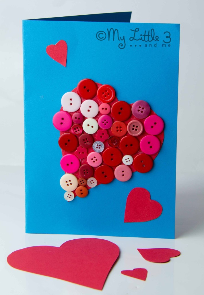 Adorable Button Valentine Card | AllFreeKidsCrafts.com