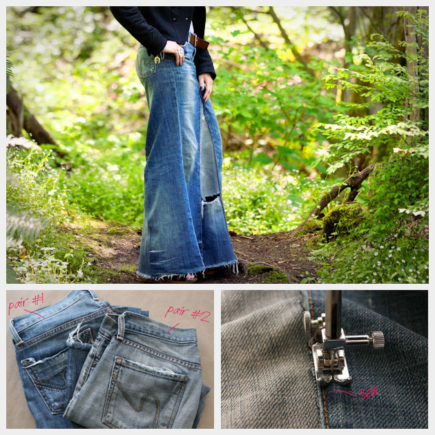 Recycled Denim Maxi Skirt Free Sewing Pattern | FaveCrafts.com