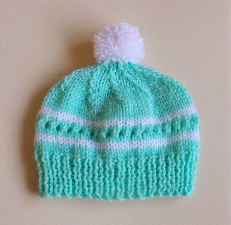 Minty Baby Knit Hat | AllFreeKnitting.com