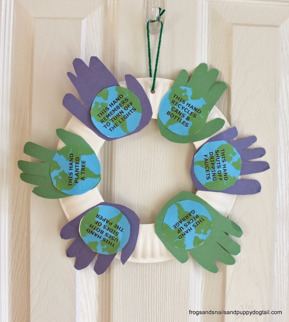 Handprint Earth Day Wreath | AllFreeKidsCrafts.com