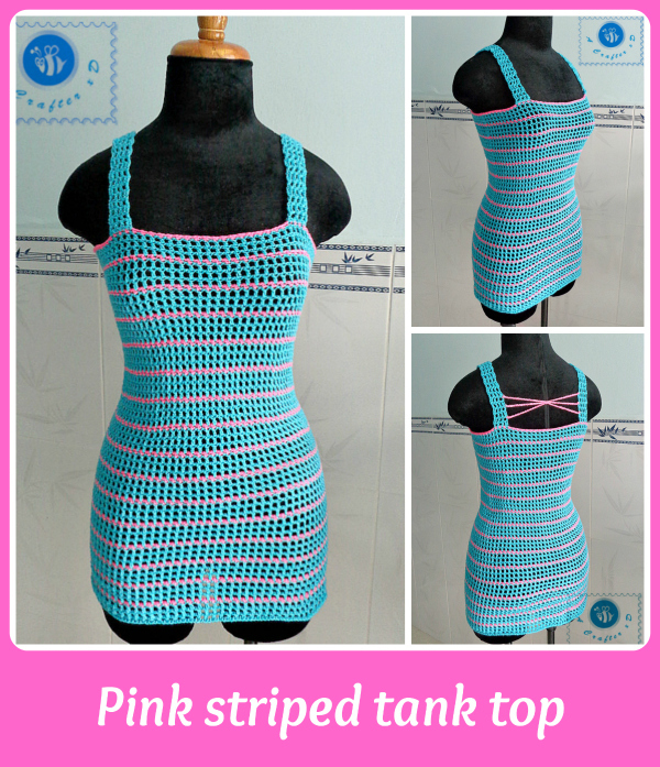 Pink Striped Crochet Tank Top | AllFreeCrochet.com