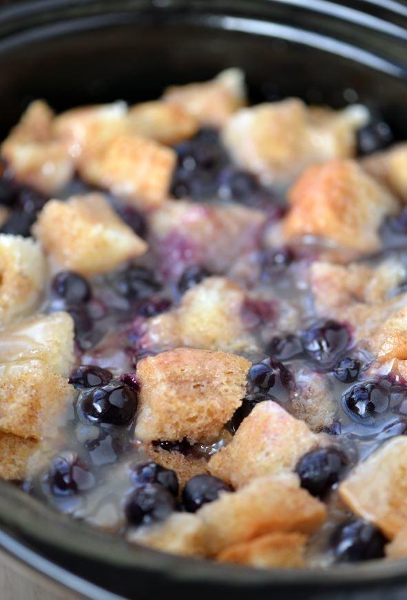 Blueberry Breakfast Bread Pudding | AllFreeSlowCookerRecipes.com