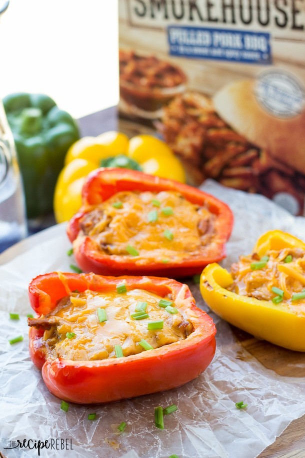 3Ingredient Stuffed Peppers with Grilled Pulled Pork
