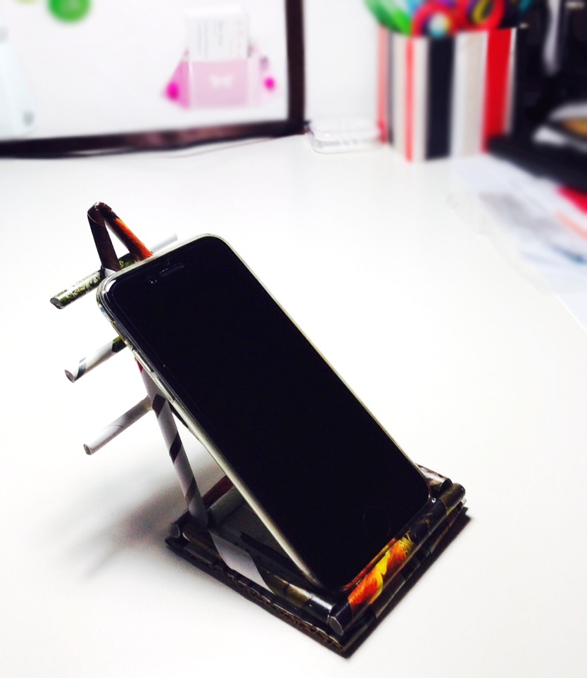 Recycled Magazine Phone Stand