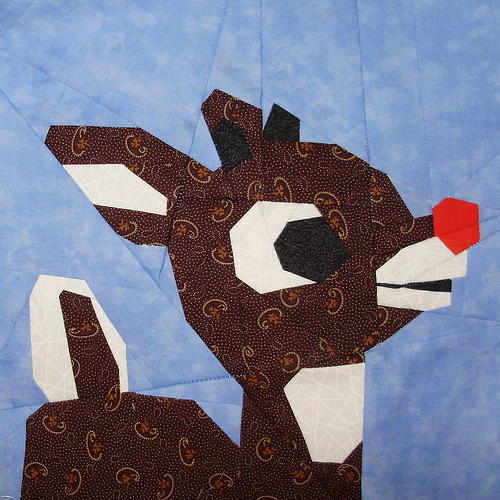 Paper Pieced Rudolph Block | FaveQuilts.com