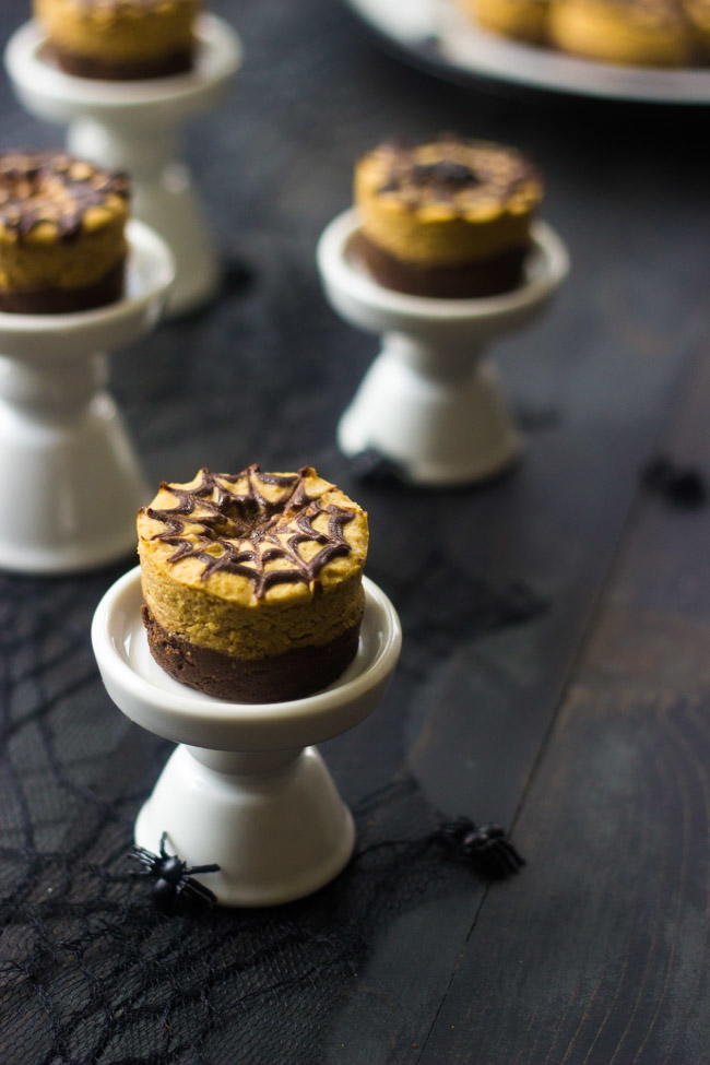 Mini Pumpkin Cheesecake Brownies | FaveHealthyRecipes.com