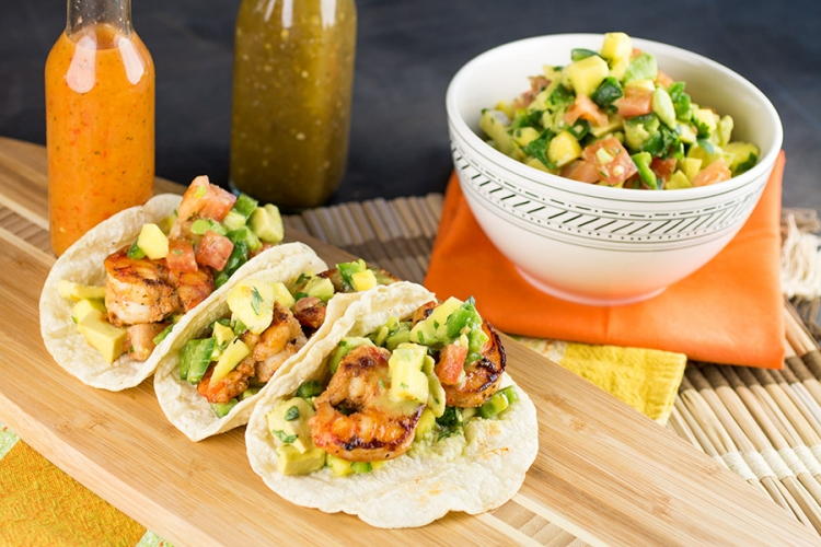 Shrimp Tacos with Mango Avocado Salsa