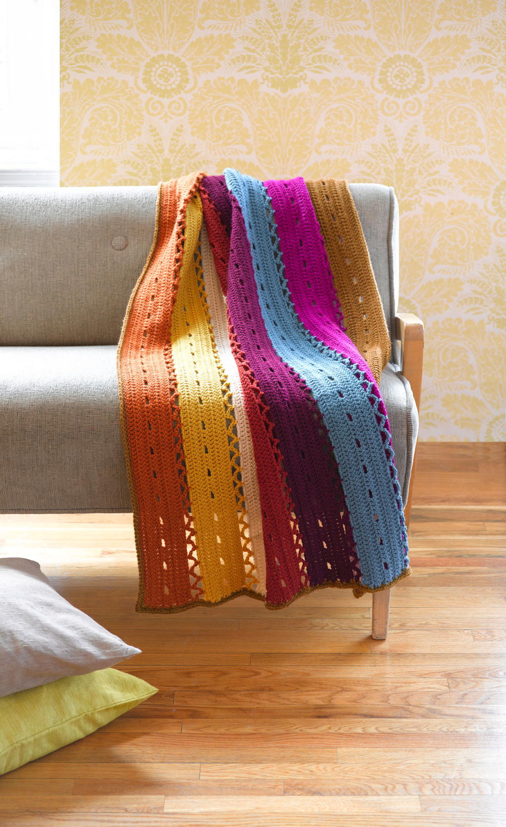to how strips together crochet knitted Colorful FaveCrafts.com Afghan Windchime to how strips together crochet knitted Colorful FaveCrafts.com Afghan Windchime