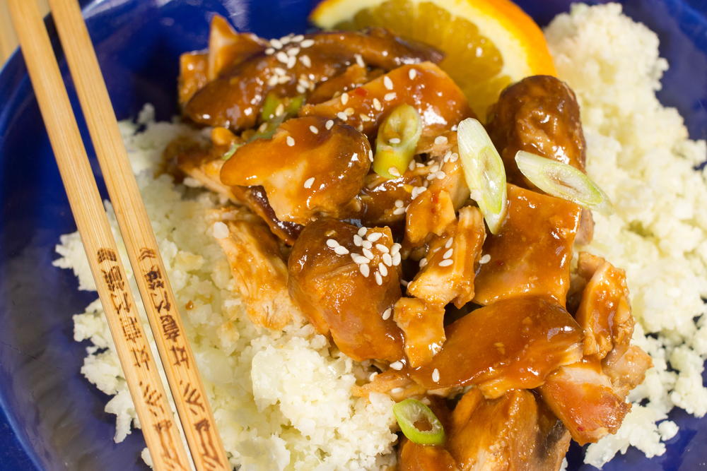 Paleo Slow Cooker Orange Chicken and "Rice" | AllFreeSlowCookerRecipes.com