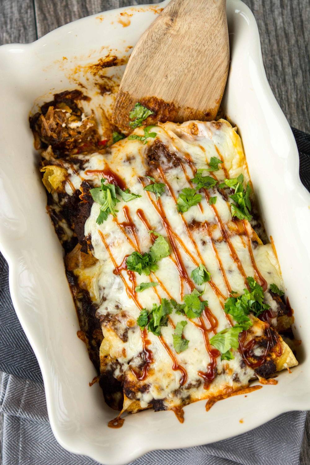 BBQ Pulled Pork Enchiladas | AllFreeSlowCookerRecipes.com