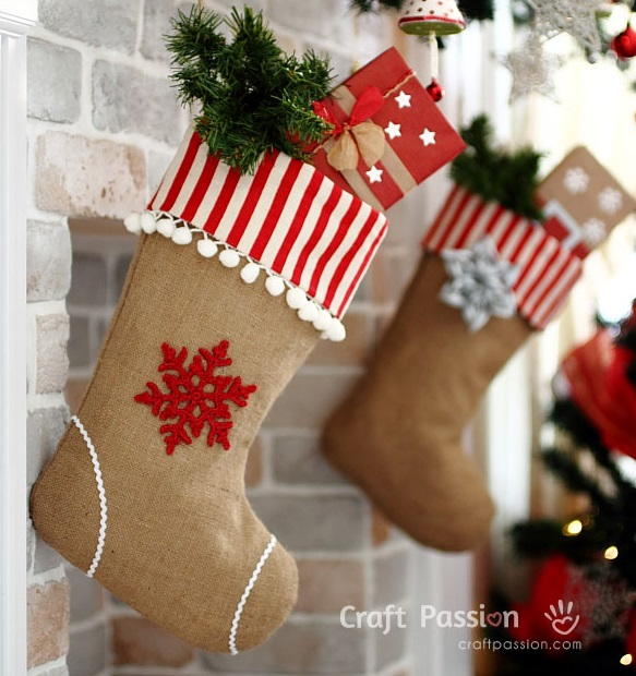 Rustic Burlap Christmas Stocking Rustic Christmas Stocking