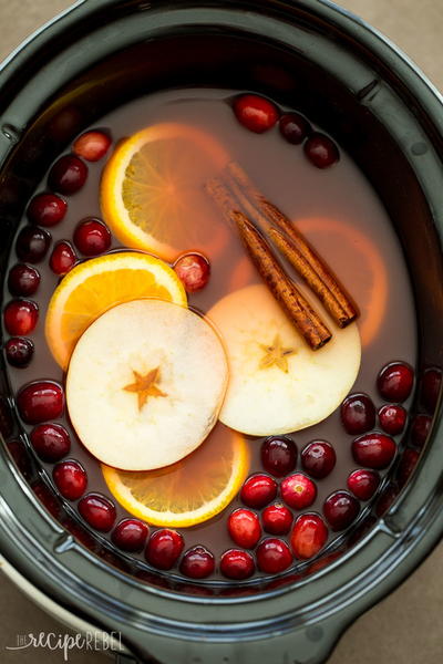 Festive Holiday Cranberry Apple Cider | AllFreeSlowCookerRecipes.com