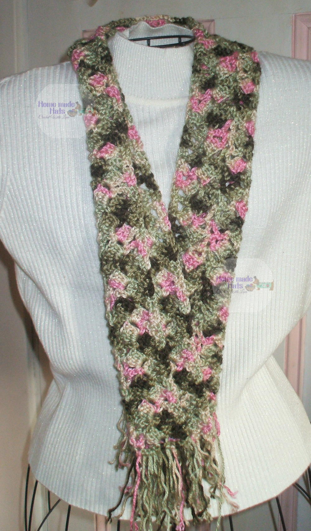 Rose Camo Skinny Scarf AllFreeCrochet.com