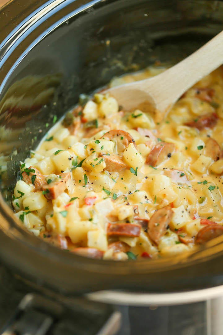 Slow Cooker Cheesy Breakfast Potato Casserole | AllFreeCasseroleRecipes.com