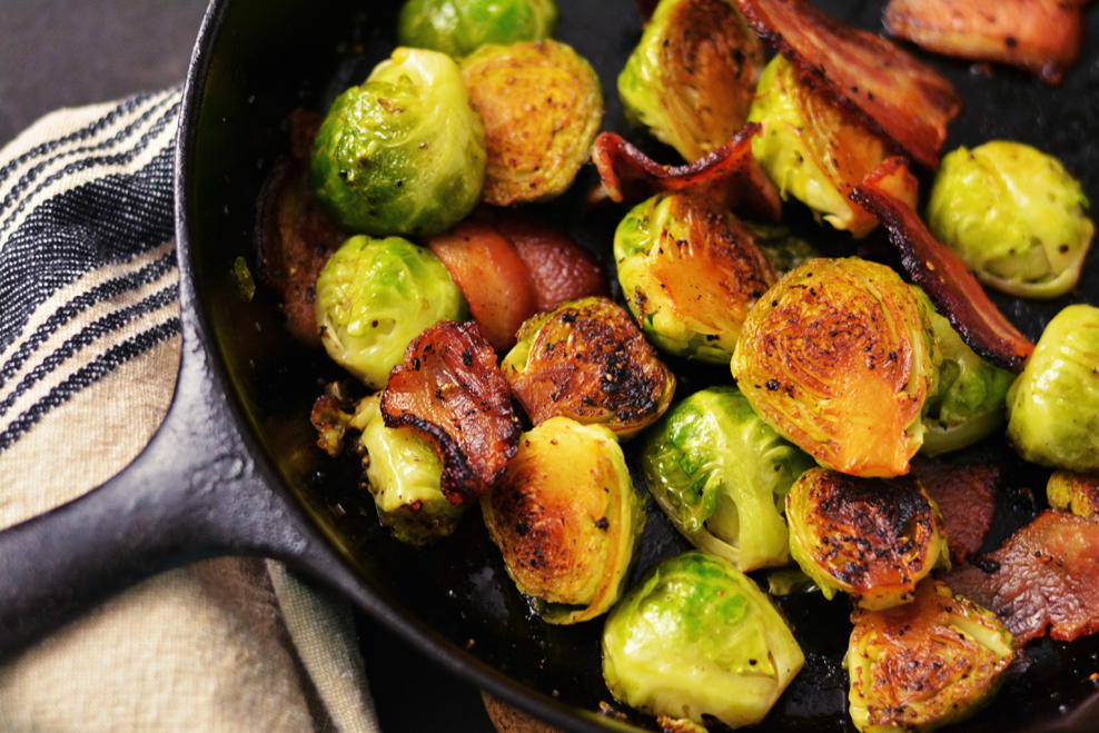 PanRoasted Brussels Sprouts with Bacon