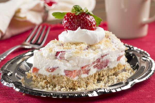 Icebox Strawberry Shortcake Bars | MrFood.com
