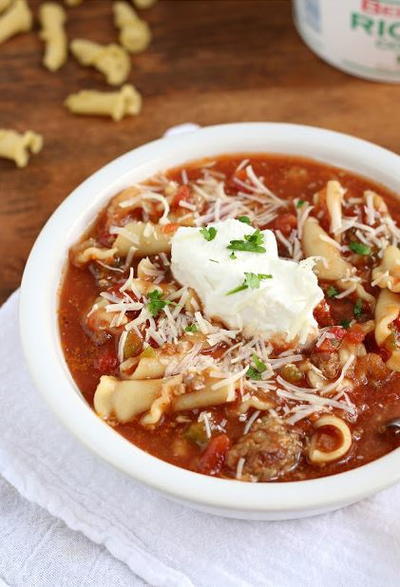 Simple Slow Cooker Lasagna Soup | AllFreeSlowCookerRecipes.com