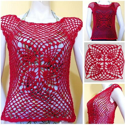 Crimson Lace Crochet Top | AllFreeCrochet.com