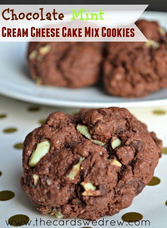 Chocolate Mint Cream Cheese Cake Mix Cookies