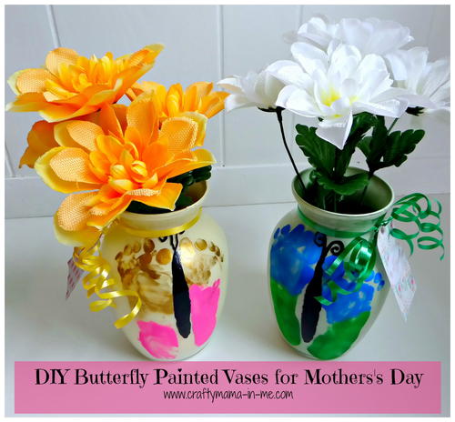 diy homemade paint acrylic AllFreeKidsCrafts.com Butterfly DIY Painted for Vases Mother's Day