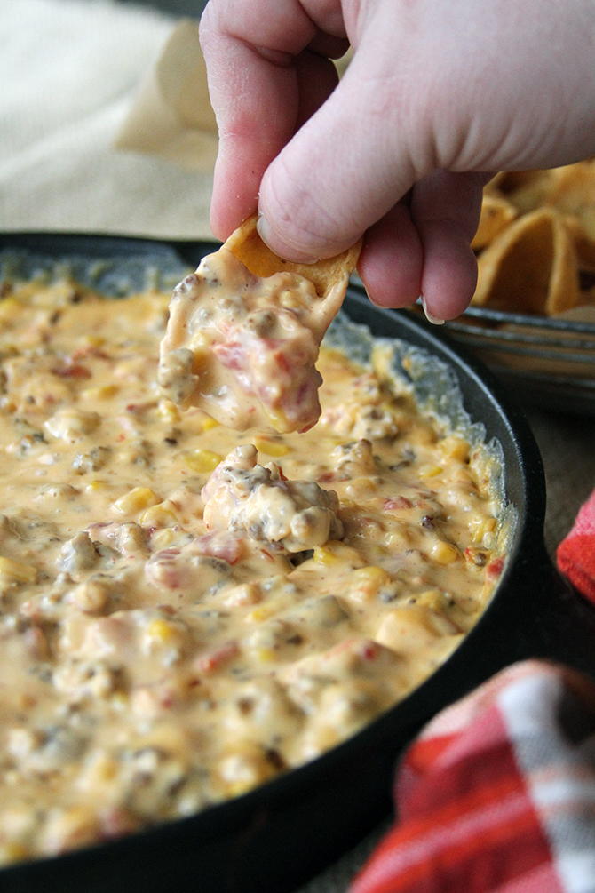 Cheesy Slow Cooker Sausage Dip | FaveSouthernRecipes.com