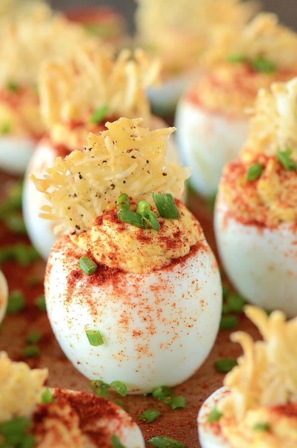 Deviled Eggs with a Parmesan Crisp