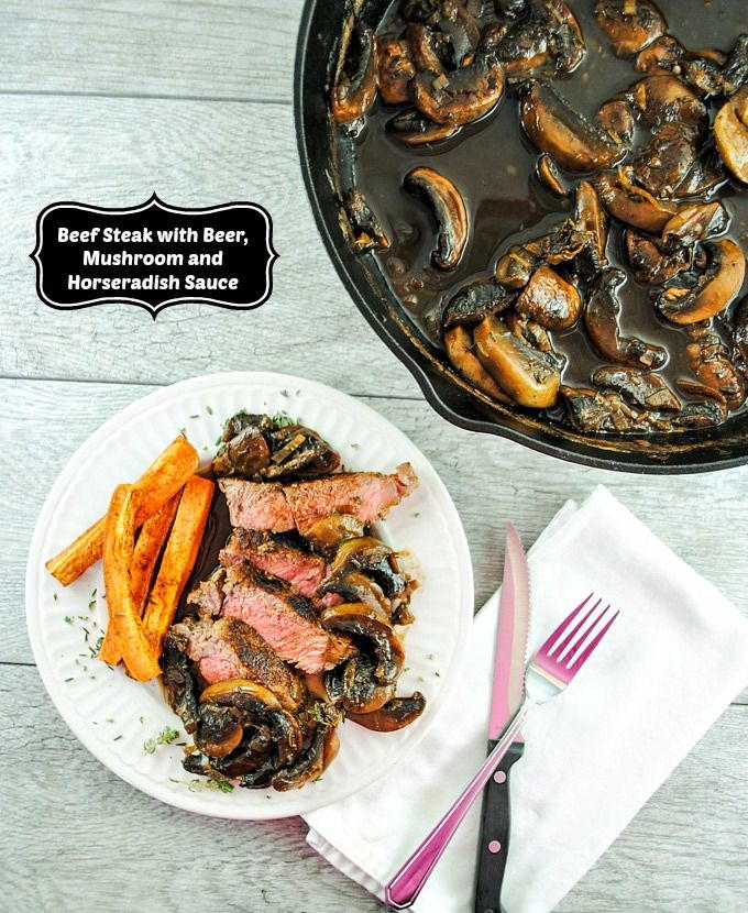 Steak with Beer and Mushroom Sauce