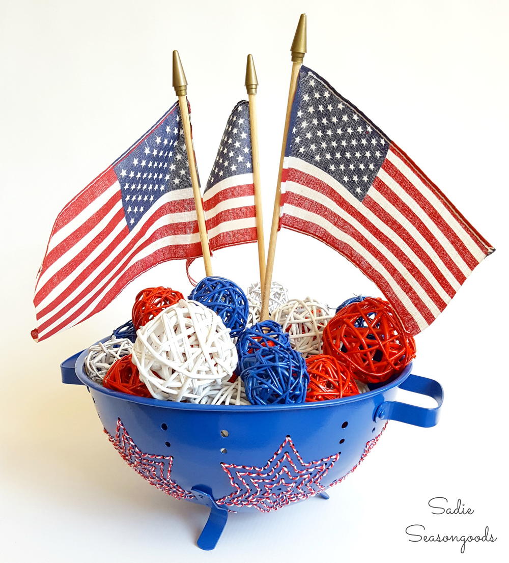 Star Spangled Colander Centerpiece
